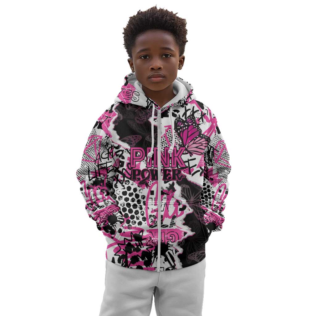 Personalized Pink Power Graffiti Kid Hoodie Breast Cancer Awareness - African Pride