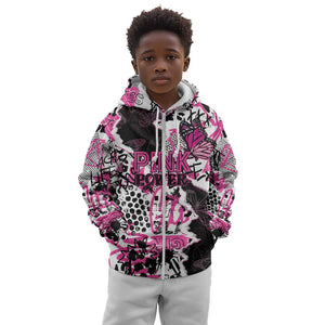 Personalized Pink Power Graffiti Kid Hoodie Breast Cancer Awareness - African Pride