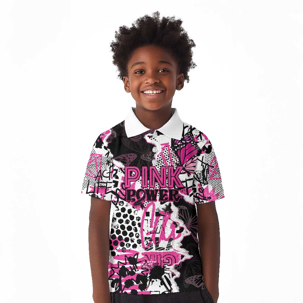 Personalized Pink Power Graffiti Kid Polo Shirt Breast Cancer Awareness - African Pride