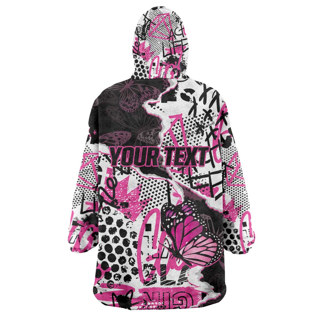 Personalized Pink Power Graffiti Kid Wearable Blanket Hoodie Breast Cancer Awareness - African Pride