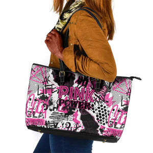 Pink Power Graffiti Leather Tote Bag Breast Cancer Awareness - African Pride