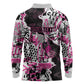 Personalized Pink Power Graffiti Long Sleeve Polo Shirt Breast Cancer Awareness - African Pride