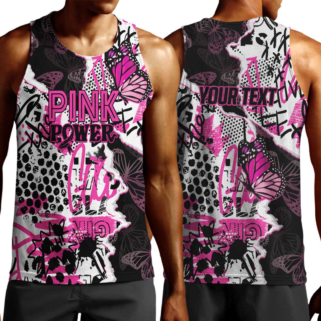 Personalized Pink Power Graffiti Men Tank Top Breast Cancer Awareness - African Pride
