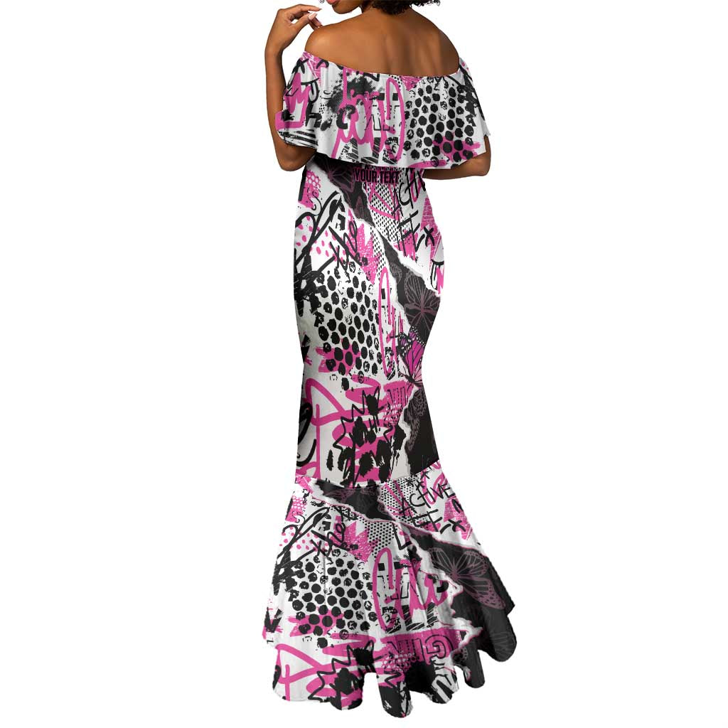 Personalized Pink Power Graffiti Mermaid Dress Breast Cancer Awareness - African Pride