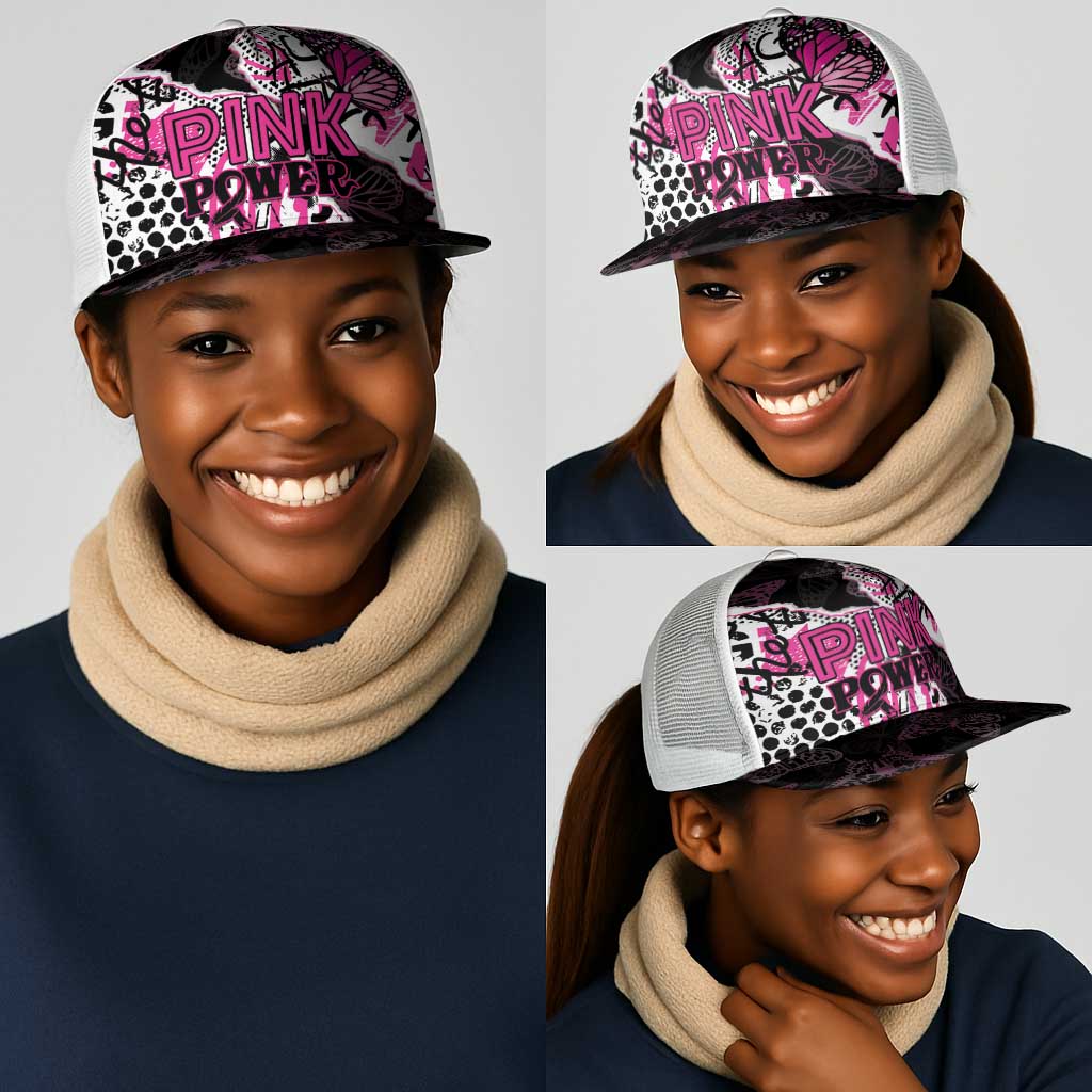 Pink Power Graffiti Mesh Trucker Cap Breast Cancer Awareness - African Pride