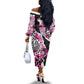 Personalized Pink Power Graffiti Off The Shoulder Long Sleeve Dress Breast Cancer Awareness - African Pride
