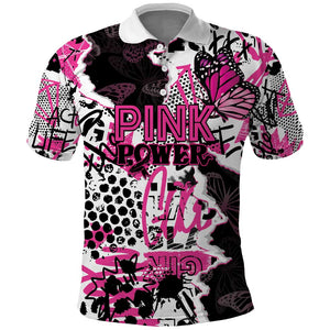 Personalized Pink Power Graffiti Polo Shirt Breast Cancer Awareness - African Pride