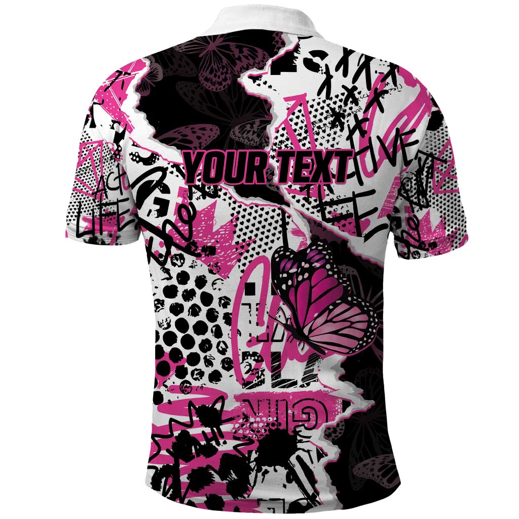 Personalized Pink Power Graffiti Polo Shirt Breast Cancer Awareness - African Pride