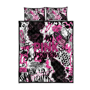 Pink Power Graffiti Quilt Bed Set Breast Cancer Awareness - African Pride