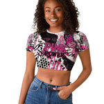 Personalized Pink Power Graffiti Raglan Cropped T shirt Breast Cancer Awareness - African Pride