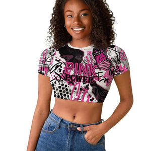 Personalized Pink Power Graffiti Raglan Cropped T shirt Breast Cancer Awareness - African Pride