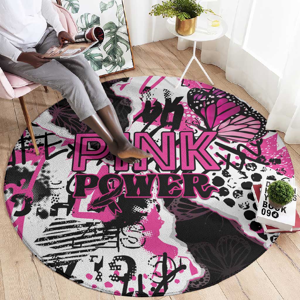 Pink Power Graffiti Round Carpet Breast Cancer Awareness - African Pride