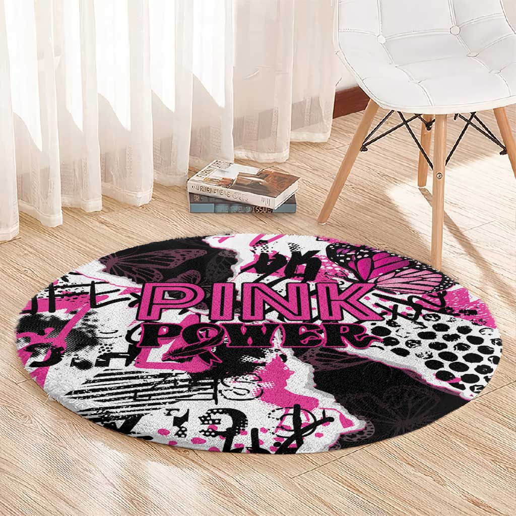Pink Power Graffiti Round Carpet Breast Cancer Awareness - African Pride