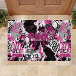 Pink Power Graffiti Rubber Doormat Breast Cancer Awareness - African Pride