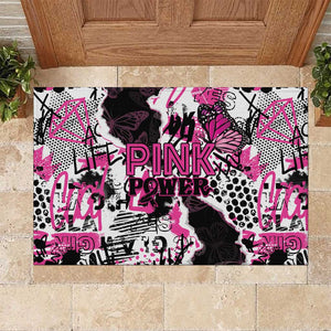 Pink Power Graffiti Rubber Doormat Breast Cancer Awareness - African Pride