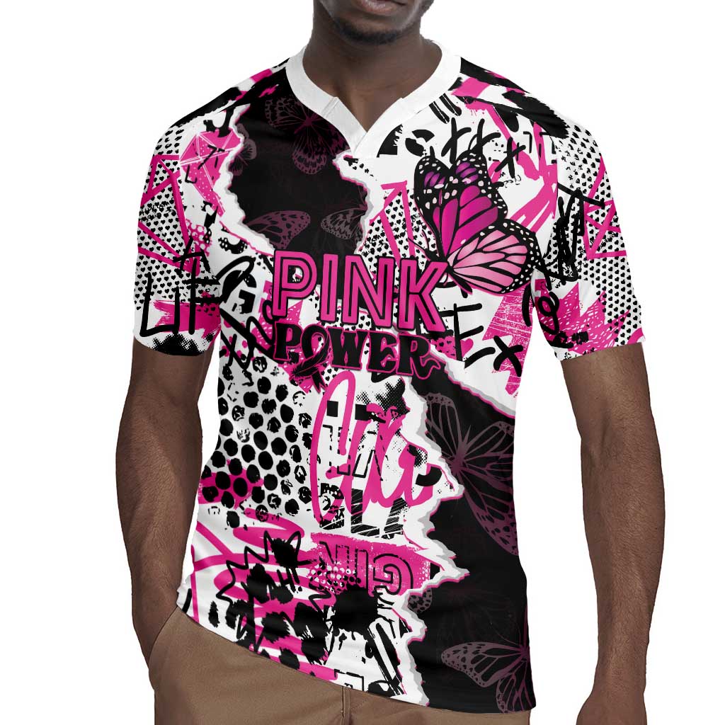 Personalized Pink Power Graffiti Rugby Jersey Breast Cancer Awareness - African Pride