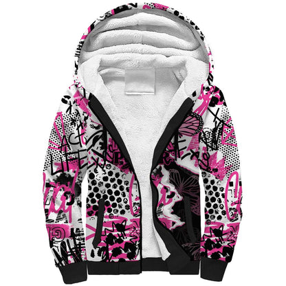 Personalized Pink Power Graffiti Sherpa Hoodie Breast Cancer Awareness - African Pride