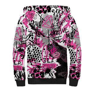 Personalized Pink Power Graffiti Sherpa Hoodie Breast Cancer Awareness - African Pride