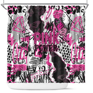 Pink Power Graffiti Shower Curtain Breast Cancer Awareness - African Pride