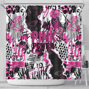 Pink Power Graffiti Shower Curtain Breast Cancer Awareness - African Pride