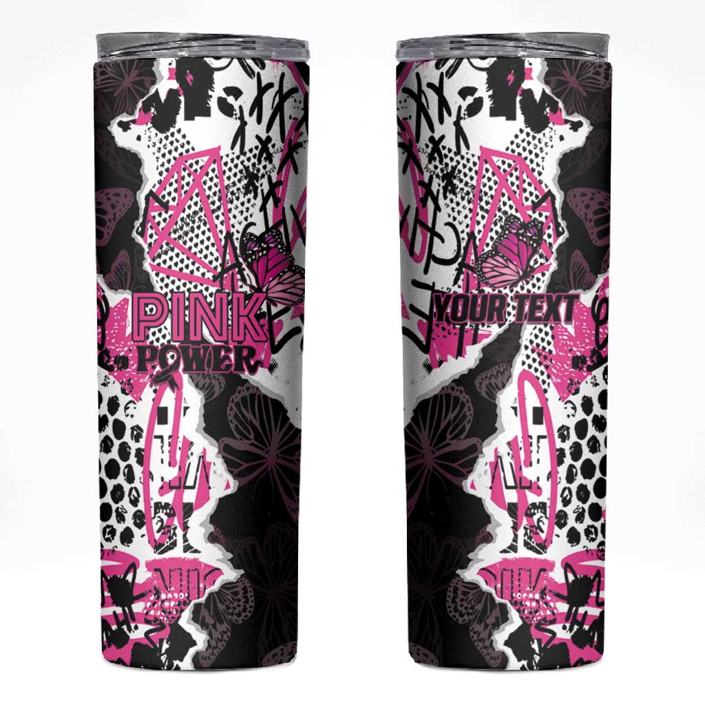 Personalized Pink Power Graffiti Skinny Tumbler Breast Cancer Awareness - African Pride