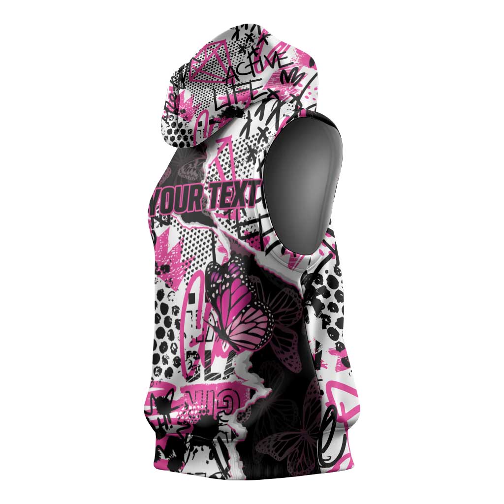 Personalized Pink Power Graffiti Sleeveless Hoodie Breast Cancer Awareness - African Pride