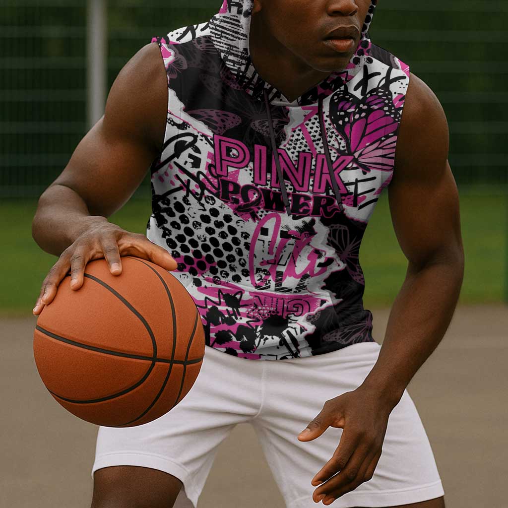 Personalized Pink Power Graffiti Sleeveless Hoodie Breast Cancer Awareness - African Pride