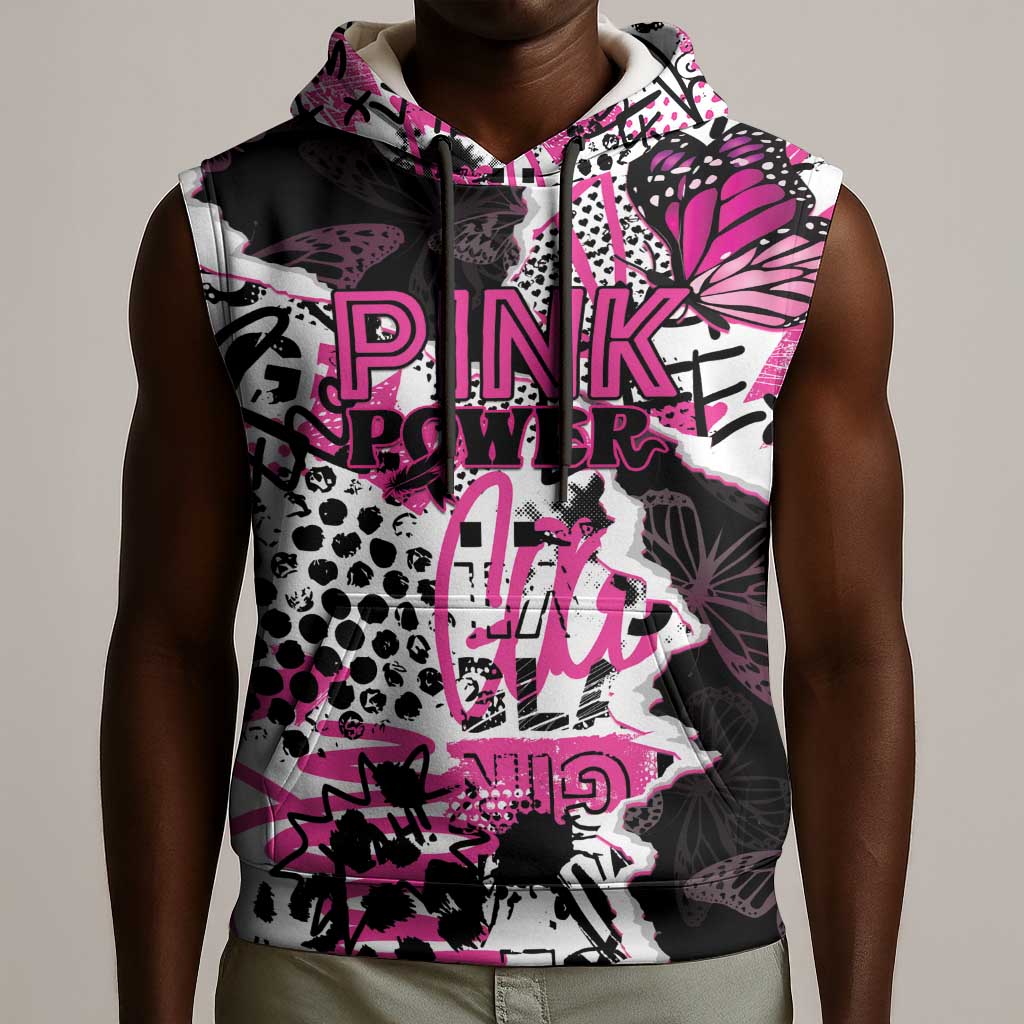 Personalized Pink Power Graffiti Sleeveless Hoodie Breast Cancer Awareness - African Pride