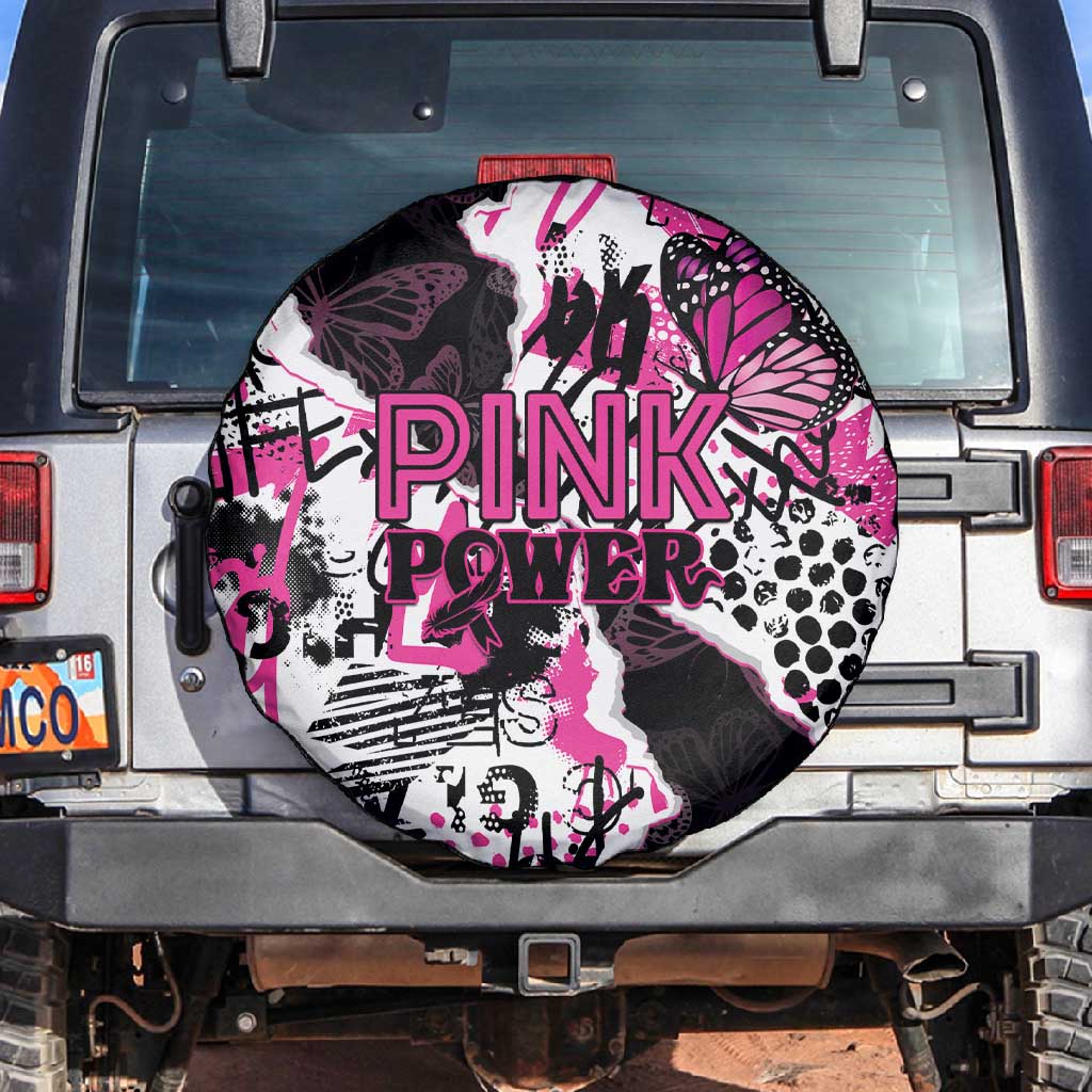 Pink Power Graffiti Spare Tire Cover Breast Cancer Awareness - African Pride