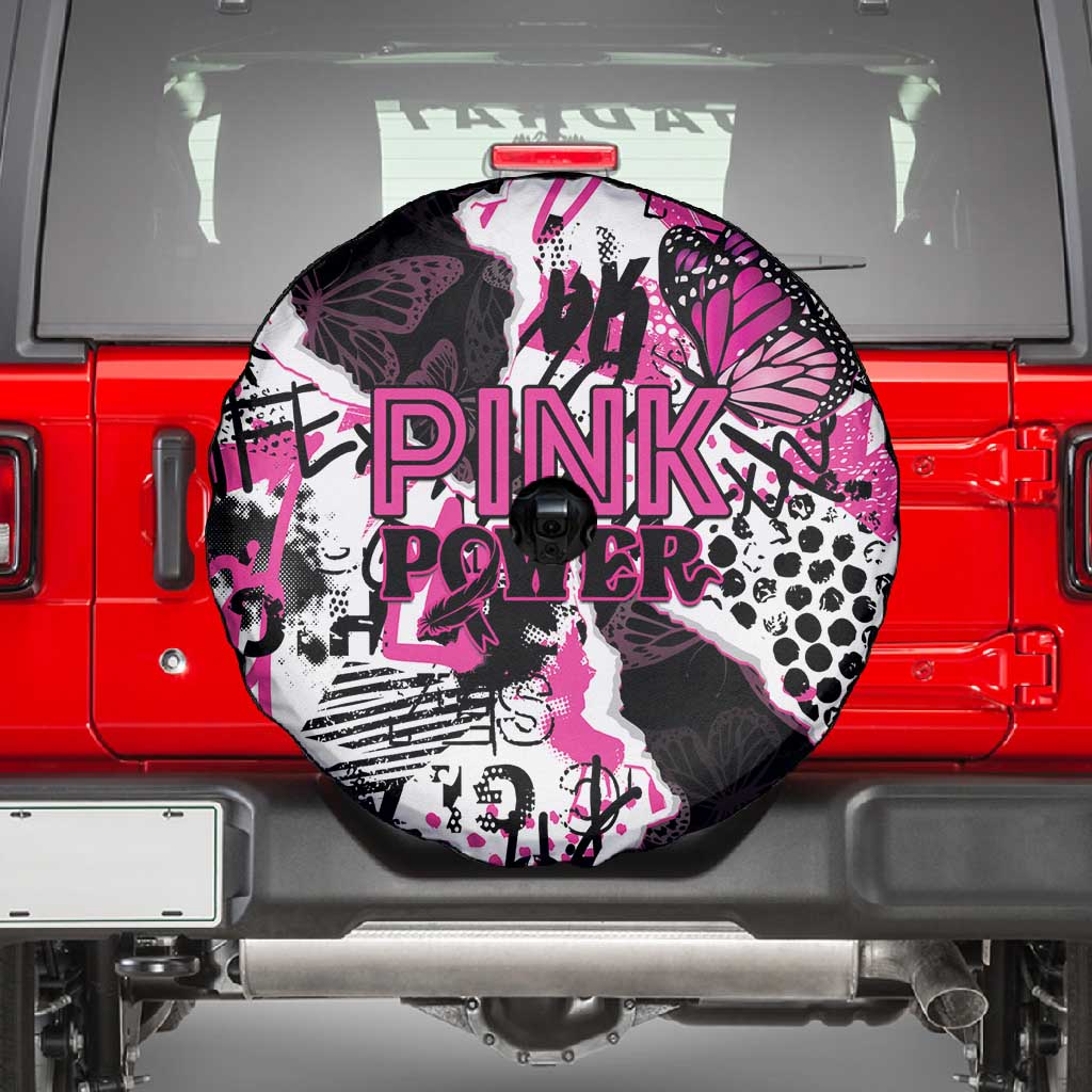 Pink Power Graffiti Spare Tire Cover Breast Cancer Awareness - African Pride