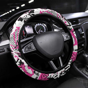 Pink Power Graffiti Steering Wheel Cover Breast Cancer Awareness - African Pride