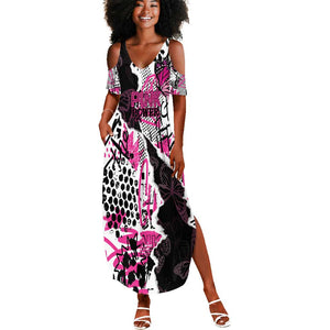 Personalized Pink Power Graffiti Summer Maxi Dress Breast Cancer Awareness - African Pride