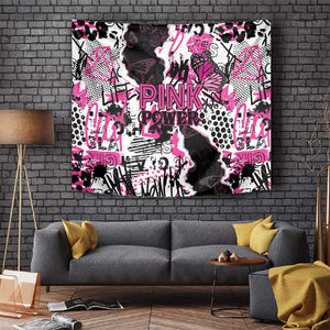 Pink Power Graffiti Tapestry Breast Cancer Awareness - African Pride
