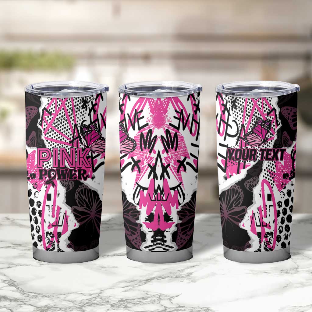 Personalized Pink Power Graffiti Tumbler Cup Breast Cancer Awareness - African Pride