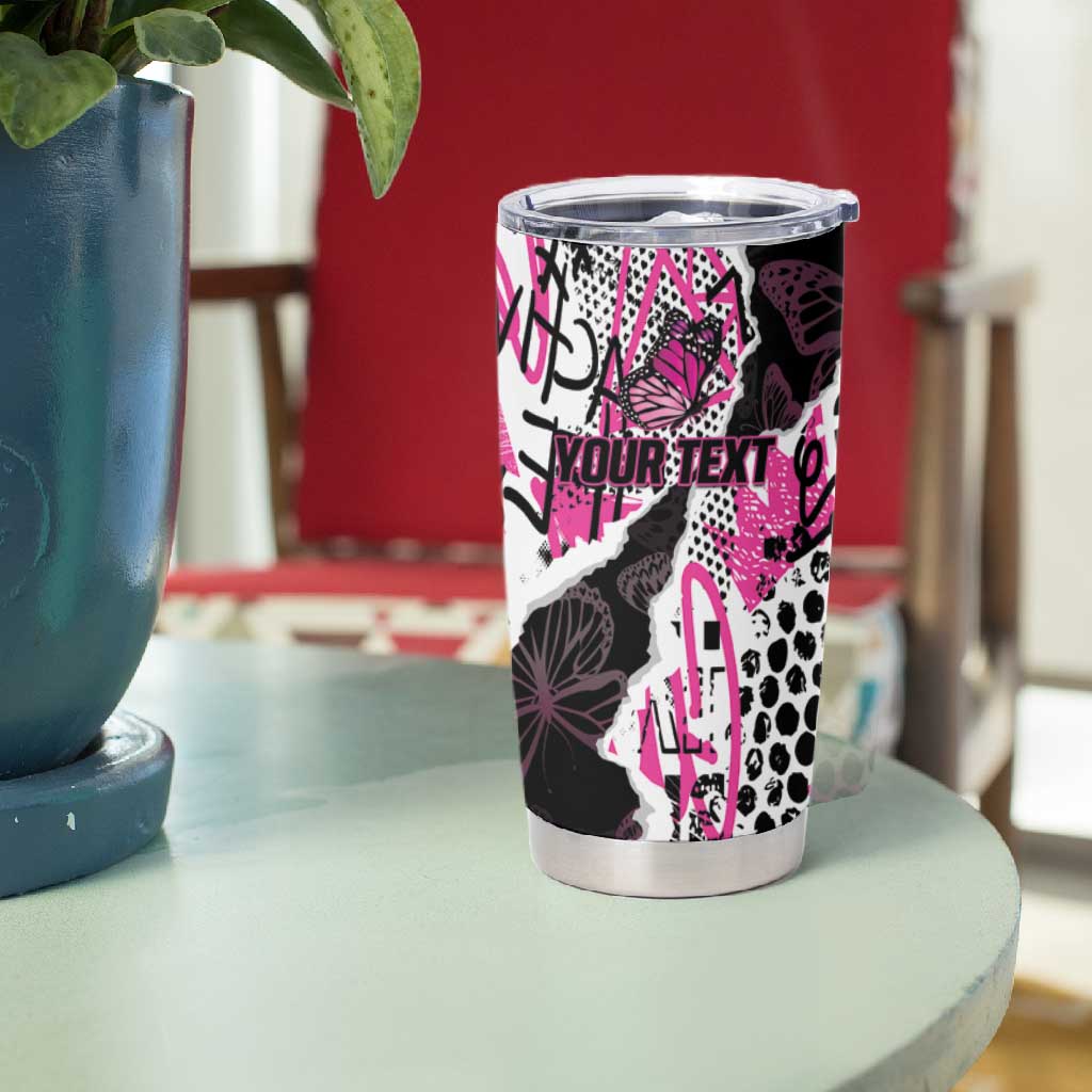 Personalized Pink Power Graffiti Tumbler Cup Breast Cancer Awareness - African Pride