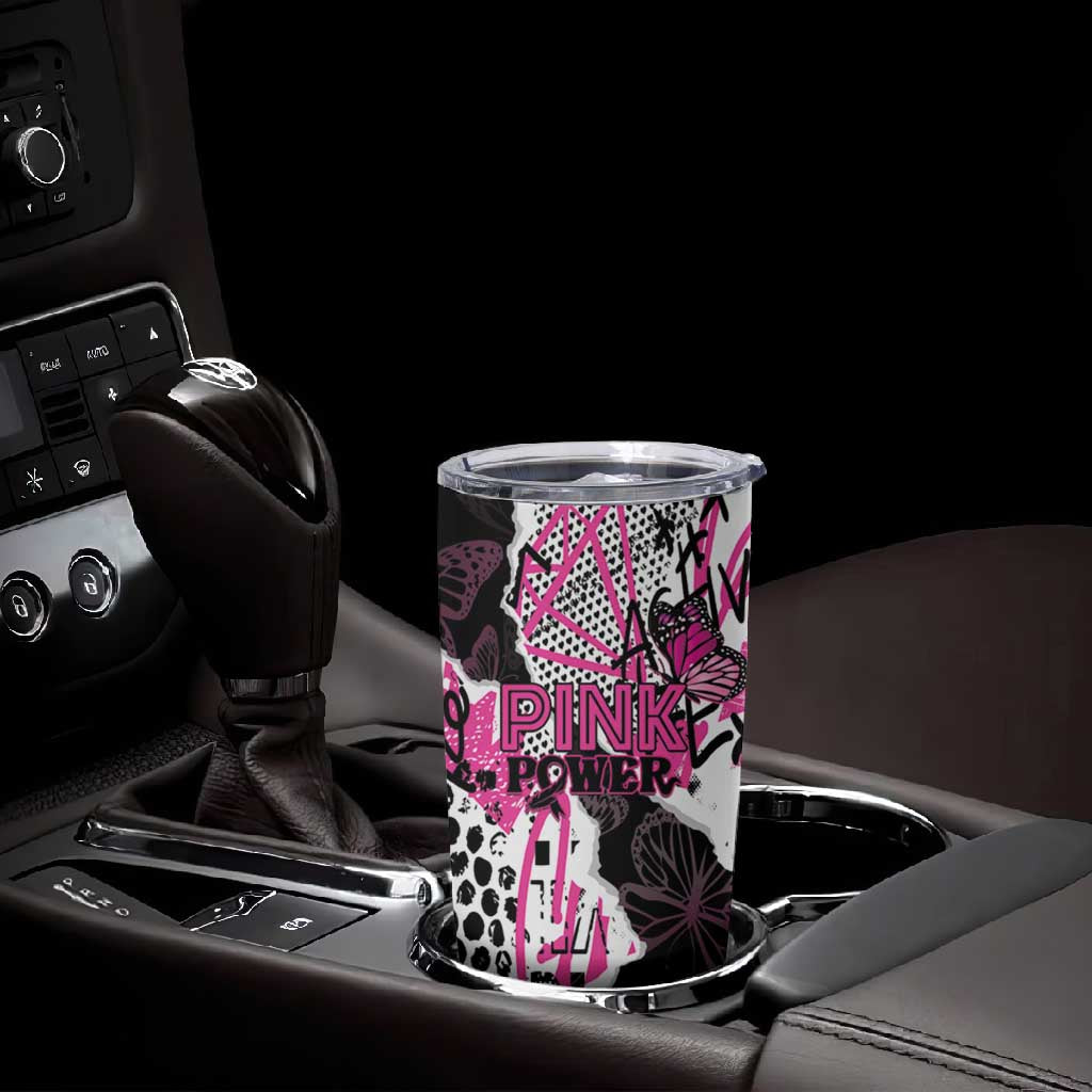 Personalized Pink Power Graffiti Tumbler Cup Breast Cancer Awareness - African Pride