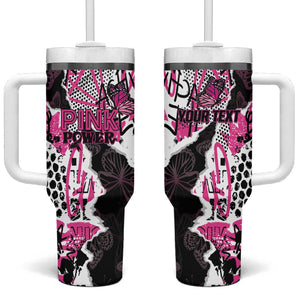 Personalized Pink Power Graffiti Tumbler With Handle Breast Cancer Awareness - African Pride
