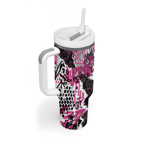 Personalized Pink Power Graffiti Tumbler With Handle Breast Cancer Awareness - African Pride