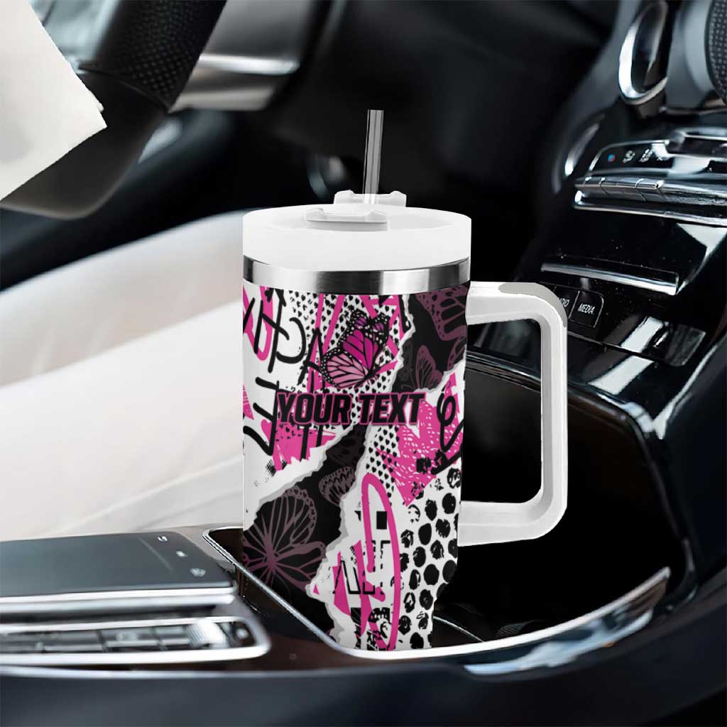 Personalized Pink Power Graffiti Tumbler With Handle Breast Cancer Awareness - African Pride