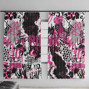 Pink Power Graffiti Window Curtain Breast Cancer Awareness - African Pride