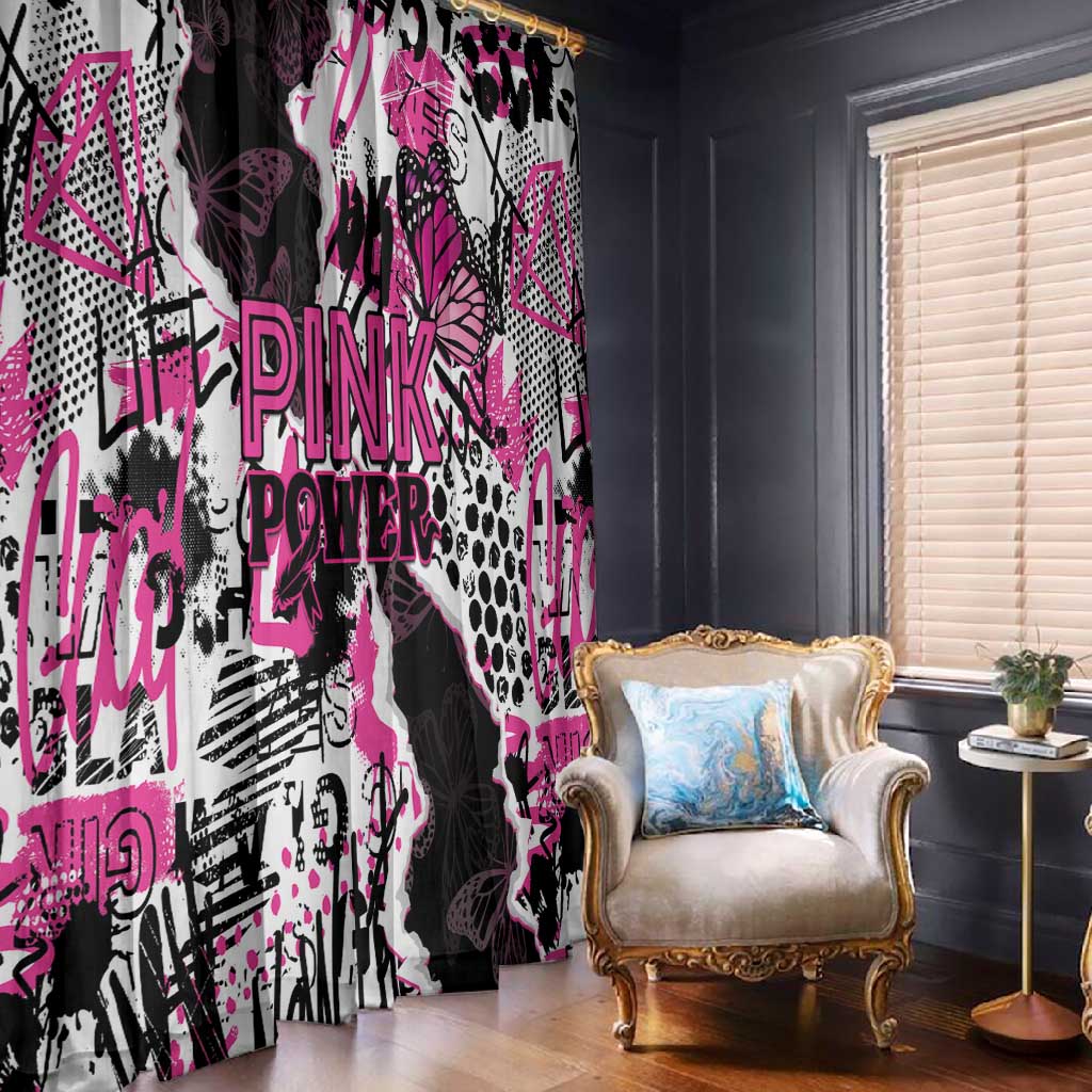 Pink Power Graffiti Window Curtain Breast Cancer Awareness - African Pride