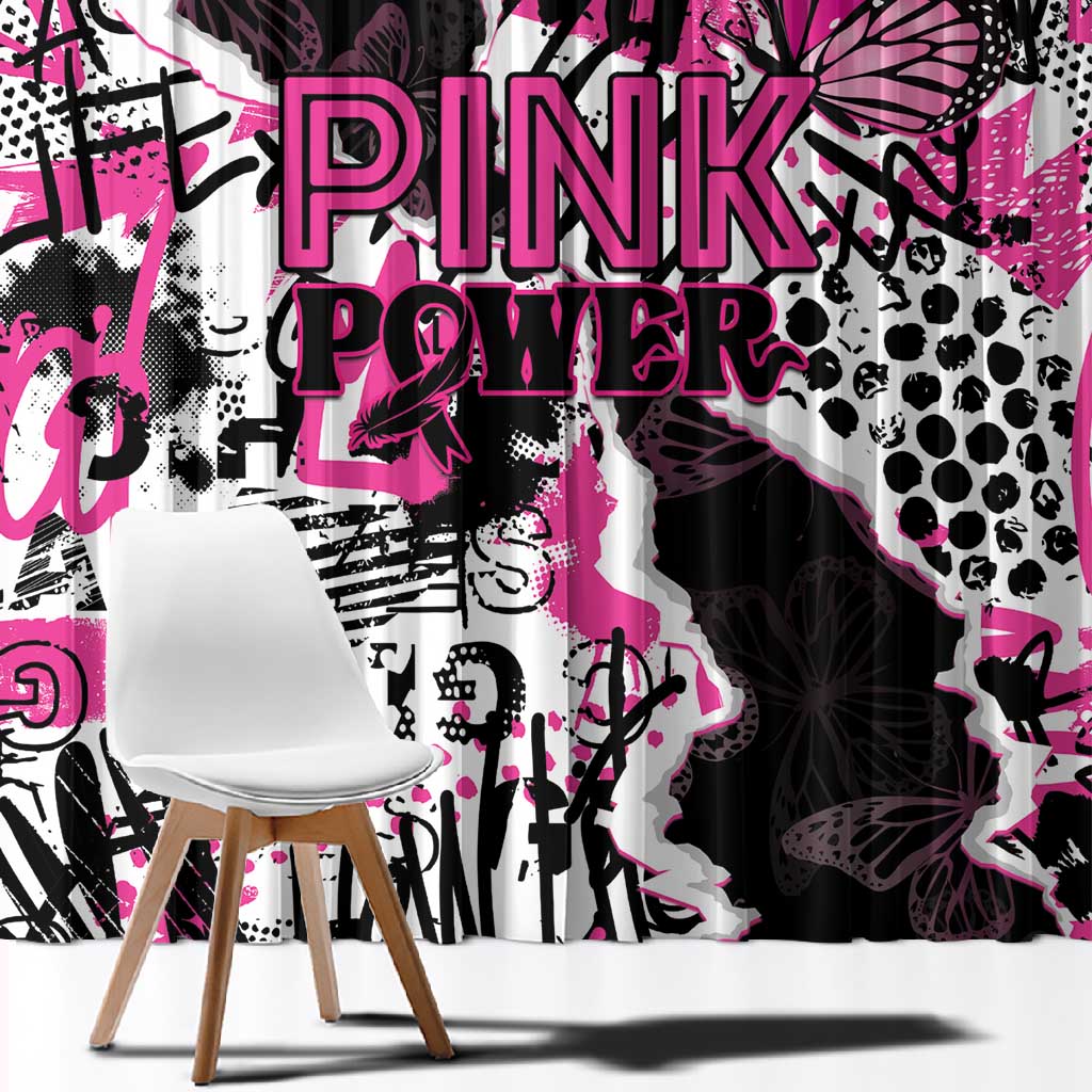 Pink Power Graffiti Window Curtain Breast Cancer Awareness - African Pride
