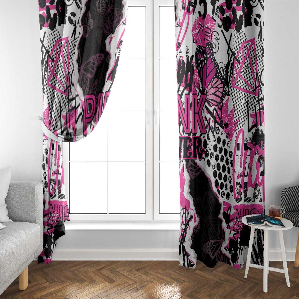 Pink Power Graffiti Window Curtain Breast Cancer Awareness - African Pride