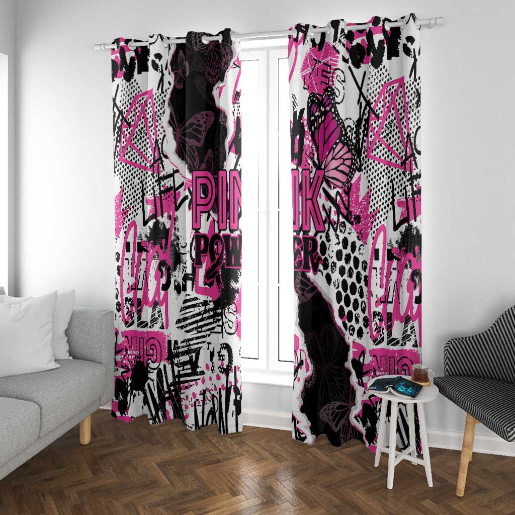 Pink Power Graffiti Window Curtain Breast Cancer Awareness - African Pride