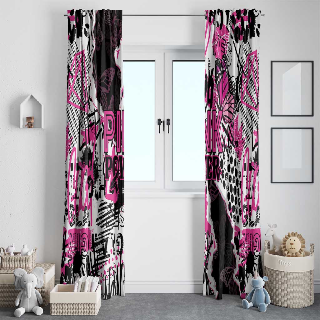 Pink Power Graffiti Window Curtain Breast Cancer Awareness - African Pride