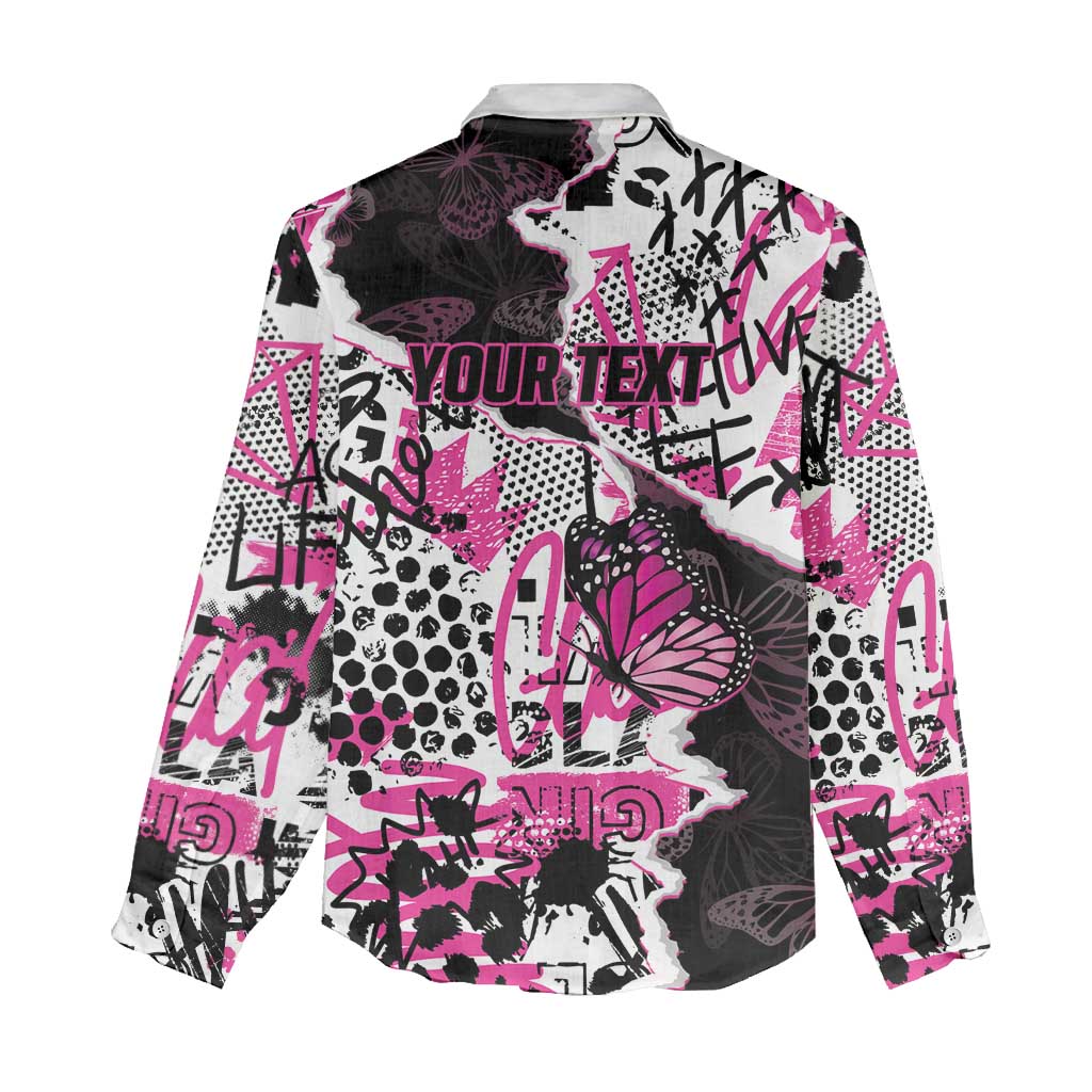 Personalized Pink Power Graffiti Women Casual Shirt Breast Cancer Awareness - African Pride