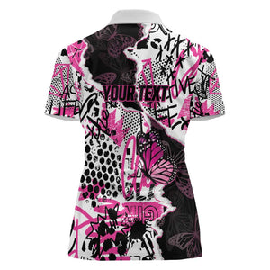 Personalized Pink Power Graffiti Women Polo Shirt Breast Cancer Awareness - African Pride