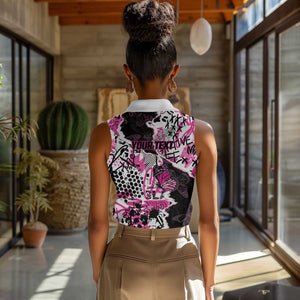 Personalized Pink Power Graffiti Women Sleeveless Polo Shirt Breast Cancer Awareness - African Pride