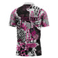 Personalized Pink Power Graffiti Zipper Polo Shirt Breast Cancer Awareness