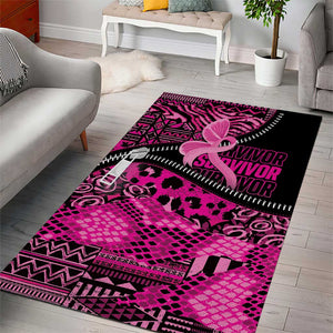 Pink Ribbon Animals Skin African Mixed Area Rug Zipper Stylized - African Pride